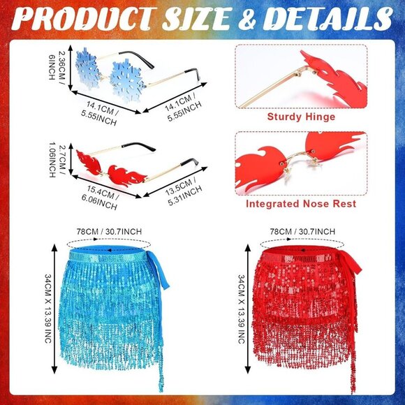 Halloween Fire and Ice Costume Accessories Glasses Skirt Set for Women main image 4
